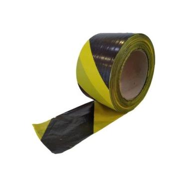 Imagem de Fita Zebrada Preto e Amarelo Sinalização Isolamento 200MT - Plastcor