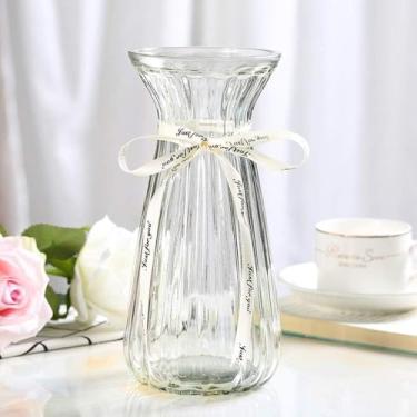 Imagem de Vaso de Vidro Transparente Canelado, 21,8cm de Altura, Design Elegante, Decoração para Casa