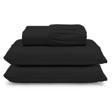 Imagem de Jogo de Lençol Casal Queen Malha 100% Algodão 03 Peças Com Elástico Pr