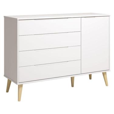 Imagem de Cômoda Com Porta Retrô Elfe Branco Acetinado Natural - Reller