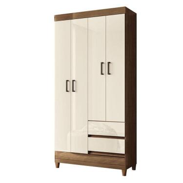 Imagem de Guarda Roupa Solteiro 4 Portas Com Pés Fit Jequitibá Off Acetinado - Santos Andirá
