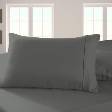 Imagem de Pizuna Fronha Algodão gris oscuro, 400 fios de algodão 100% sateen de fibra longa fronhas 50x70 cm com aba elegante de 5 cm - 2 pecas