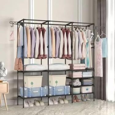 Imagem de Guarda Roupa Arara Cabideiro Para Roupa Triplo Cabides
