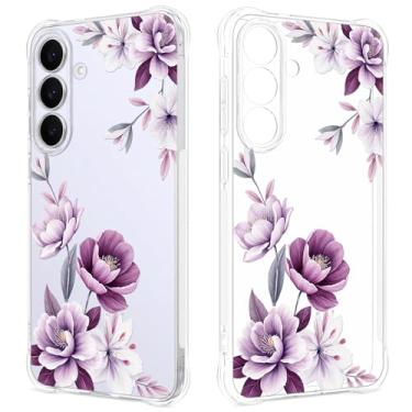 Imagem de GREATRULY Capa transparente floral para Samsung Galaxy S25 FE para mulheres e meninas, linda capa de telefone para Galaxy S25 FE, design de flores, estampa fofa, fina, macia, à prova de quedas, capa