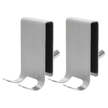 Imagem de Toddmomy 2 ganchos duplos de aço inoxidável 304 para banheiro porta de vidro de chuveiro, suporte de toalha de níquel escovado resistente