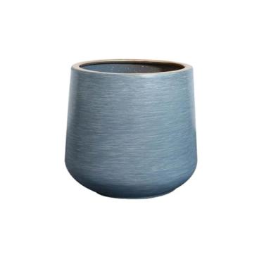 Imagem de KEG801302 Vaso de flores cinza redondo com orifícios de drenagem, ambientes internos e externos, vasos de plantas para entrada, quartos e jardins