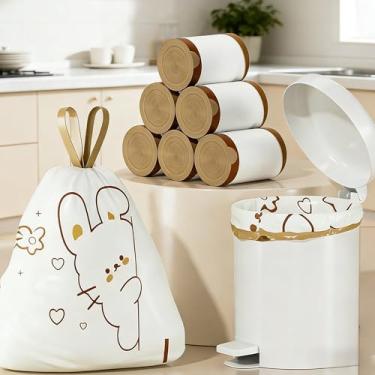 Imagem de Saco de lixo com cordão espesso, 300 peças, sacos de lixo resistentes à sujeira (300 unidades (3 rolos) - estilo coelho)