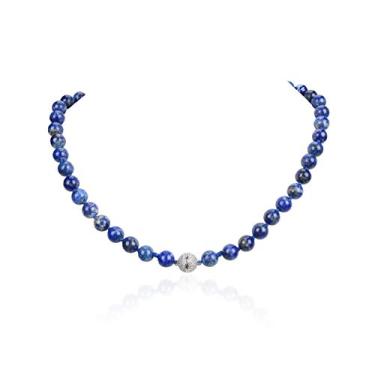 Imagem de malahill Colar com contas de pedra natural para mulheres e homens, colar com nó de pedra preciosa, colar de pedra do mês de nascimento 45,7 cm., pedra preciosa semipreciosa