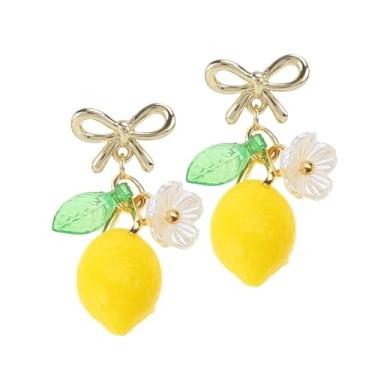 Imagem de Lindo brinco de gota de frutas, morango, limão, mirtilo, simulação, flor, cereja, borla, para mulheres, joias leves, Resina Zinco, Sem pedra preciosa
