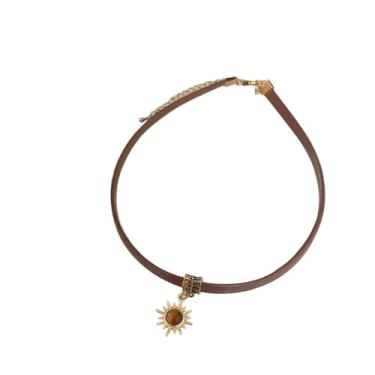 Imagem de Colar de gola larga com pingente de sol de pedra - adequado para mulheres, One Size, Acetato, Sem Pedra Preciosa