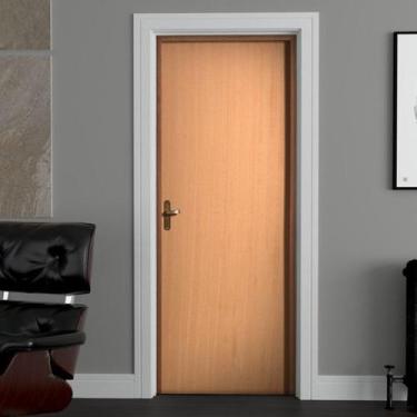 Imagem de Kit Porta de Madeira 210x82cm Batente 11cm Lisa Padrão Angelim Uniport