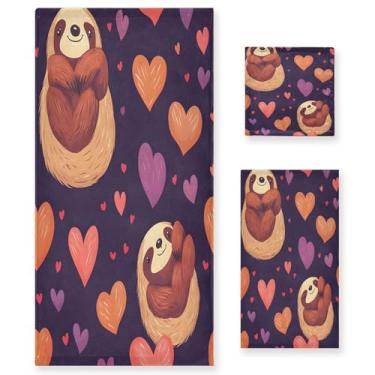 Imagem de xigua Conjunto de toalhas de banheiro de preguiça de desenho animado absorvente macio 3 peças toalha de banho toalha de mão toalhas decorativas para banheiro, academia, hotel, praia, piscina