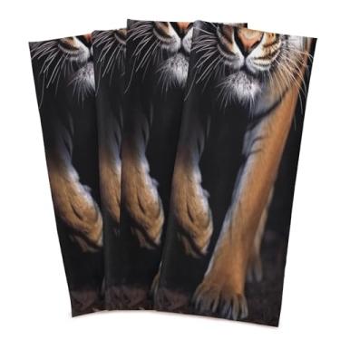 Imagem de Wassud Toalhas de cozinha Tigre Toalhas de prato de cozinha pacote com 4 panos de prato macios com laço para pendurar toalha de mão super absorvente de secagem rápida toalhas de chá de mesa