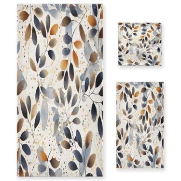 Imagem de xigua Conjunto de toalhas de banheiro de folhas coloridas absorvente macio toalha de banho de 3 peças toalha de mão toalhas decorativas para banheiro, academia, hotel, praia, piscina