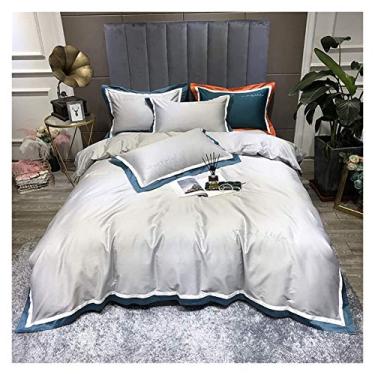 Imagem de Conjunto de 4 capas de edredom 100% king size inclui capa de edredom 220 × 240 cm + 1 lençol de cima 245 conjunto de lençóis tamanho Queen