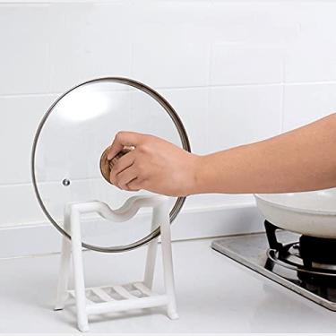 Imagem de Rack de armazenamento de cozinha com clipe removível para tampa de panela prateleira de corte de utensílios de mesa prateleira de armazenamento doméstico (cor: preto) (branco)