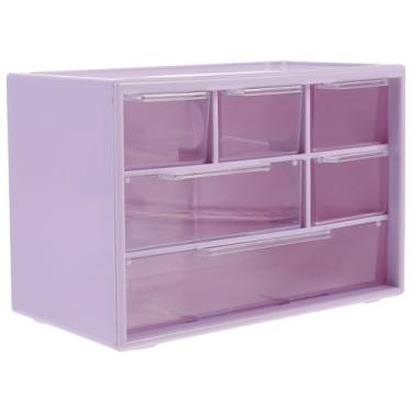 Imagem de Organizador de gaveta de plástico para mesa de 6 compartimentos, grande caixa de armazenamento com gavetas de mesa, joias fofas e suporte de maquiagem, organizador criativo para escritório e uso