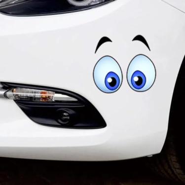 Imagem de 2 adesivos de olhos engraçados, adesivos autoadesivos de desenho à prova d'água, para adesivos de robô de aspirador de pó, óculos de cortador de grama robóticos, adesivos decorativos autoadesivos