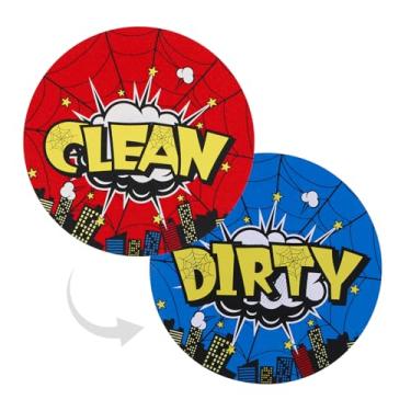 Imagem de Ímã de máquina de lavar louça, sinal limpo e sujo, indicador magnético de limpeza dupla face, antiarranhões, para cozinha, geladeira, lavanderia, lavadora, secadora