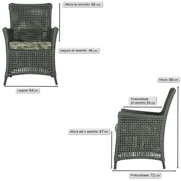 Imagem de Poltrona Igapó Alumínio Micro Pintura Preta Corda Náutica E5 Verde