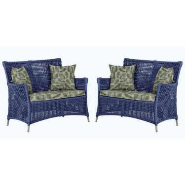 Imagem de 2 Sofás área Externa Igapó Alumínio Fendi Corda Náutica E5 Azul