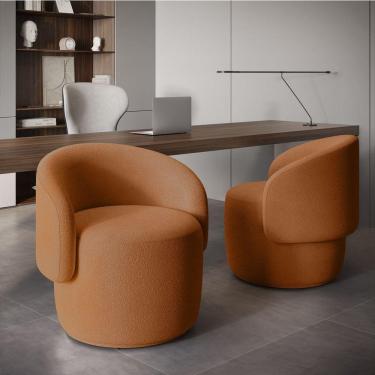 Imagem de Poltrona Orgânica Beatriz Veludo Elegante - 7 Decor Terracota