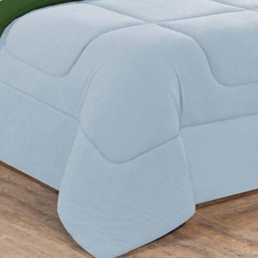 Imagem de Kit EdredomJogo De Lençol Malha 100% Algodão 6 Peças Casal - Azul Bebê-verde Bandeira