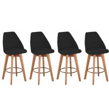 Imagem de Kit 4 Banquetas Maysa Giratória Para Bancada Ou Cozinha - Tecido Preto