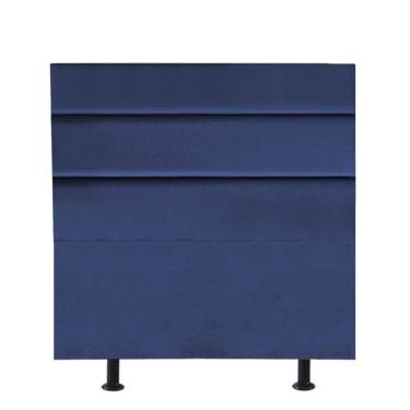 Imagem de Cabeceira Estofada Argentina 90cm Solteiro Para Cama Colchão Box Quarto Suede Azul Marinho - Aurora Line
