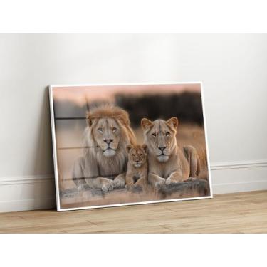 Imagem de Quadros Decorativos com Moldura Acrilico Cristal  Familia Leao Leoa 1 