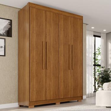 Imagem de Guarda-roupa com Pés 4 Portas 3 Gavetas 100% Mdf Veneza Cinamomo