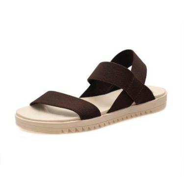 Imagem de Papete Feminina Leve Moderna Sandalia Confortavel Calce Facil Elastcico Cor Cafe-Unissex