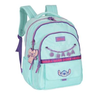Imagem de Mochila Escolar Stitch Ohana Luxcel Turquesa Infantil Costas