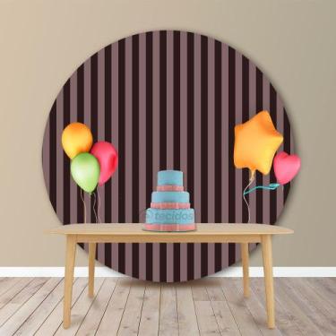 Imagem de Painel Redondo em Jacquard Marrom Listrado - Jacquard Tradicional, 2,0