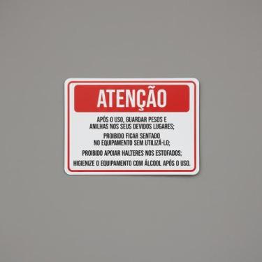 Imagem de Placa Acm Atenção Guarde Pesos Anilhas Proibido Sentar 18X23 - Sinaliz