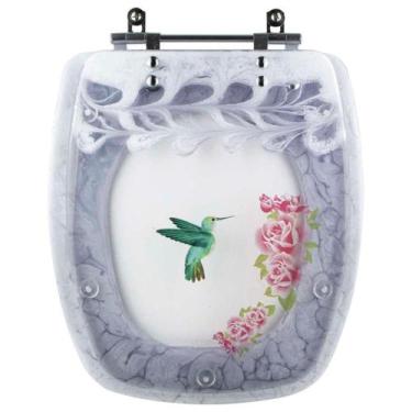 Imagem de Acento Sanitário Acrílico Decorada Beija Flor Primula Fiori - Pontto L