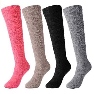 Imagem de Meia Térmica Soft Felpuda Cano Alto Inverno: 2 pares sortidos Adulto F