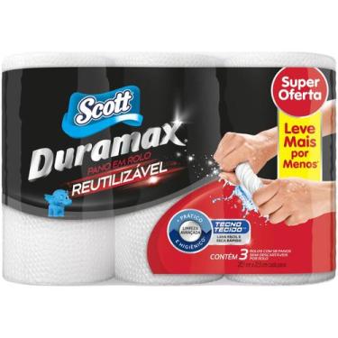 Imagem de Pano Semi Descartável Reutilizável Scott Duramax 58 Panos 3 Rolos, 3 r