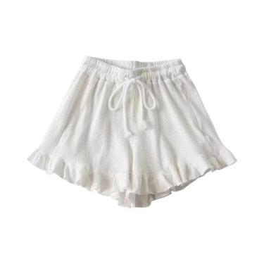 Imagem de Shorts Femininos De Cintura Alta Com Babados Y2K, Casuais De Verão, So