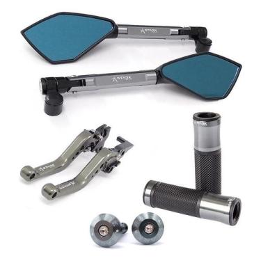 Imagem de Kit Manete Peso Manopla Retrovisor Xtz 250 Lander Factor 125 - Stark R