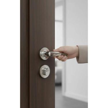 Imagem de 2x Fechadura Porta Externa Inox Cromada  Segurança e Design - Congratu