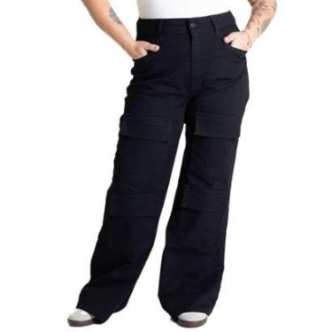 Imagem de Calça Sarja Sawary Plus Size Wide Leg - 281032 - Preto 54-Feminino