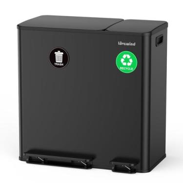 Imagem de Lixeira para lixo e reciclagem Lovewind 70 L em aço inox com pedal
