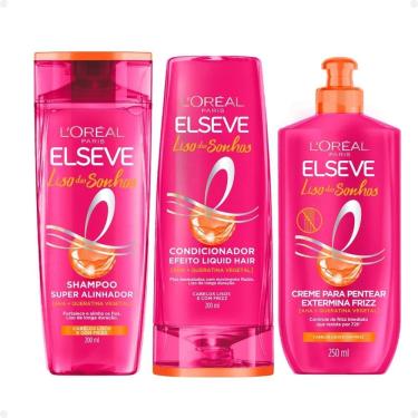Imagem de Kit Elseve Liso Dos Sonhos: Shampoo 200ml, Condicionador 200ml e Creme Para Pentear 250ml