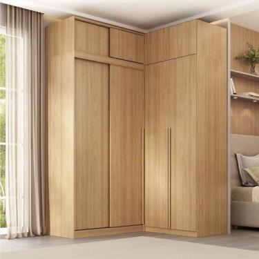 Imagem de Guarda-roupa Modular de Canto 4 Peças 8 Portas com 4 Portas de Correr 