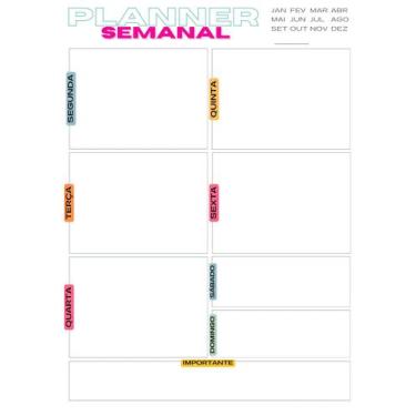 Imagem de Bloco Organização Planner Planejador Semanal A5 Permanente - 4811.pape