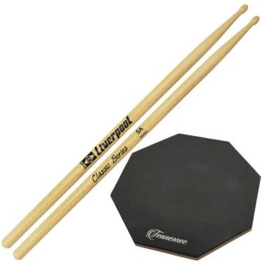 Imagem de Baquetas Liverpool 2B 5A 5B 7A Classic Series Marfim + Pad Bateria Pre