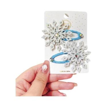 Imagem de Presilha De Cabelo Infantil Frozen Floco De Neve 2 Peças Princesa Elsa