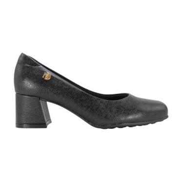 Imagem de Sapato Modare Feminino Salto Médio Bloco Napa Lezard Preto, Pl, Napa l