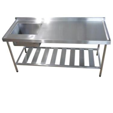 Imagem de Pia Aço Inox Industrial 150x60x90 cm Cuba Esquerda Loja da Cozinha - N